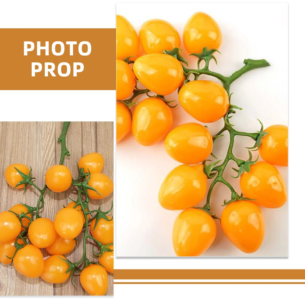 

2pcs Lifelike Foams Cherry Tomatoes Bunch Artificial Fruits Decors For Home Kitchen Party Holiday Display Fruit Photo Prop