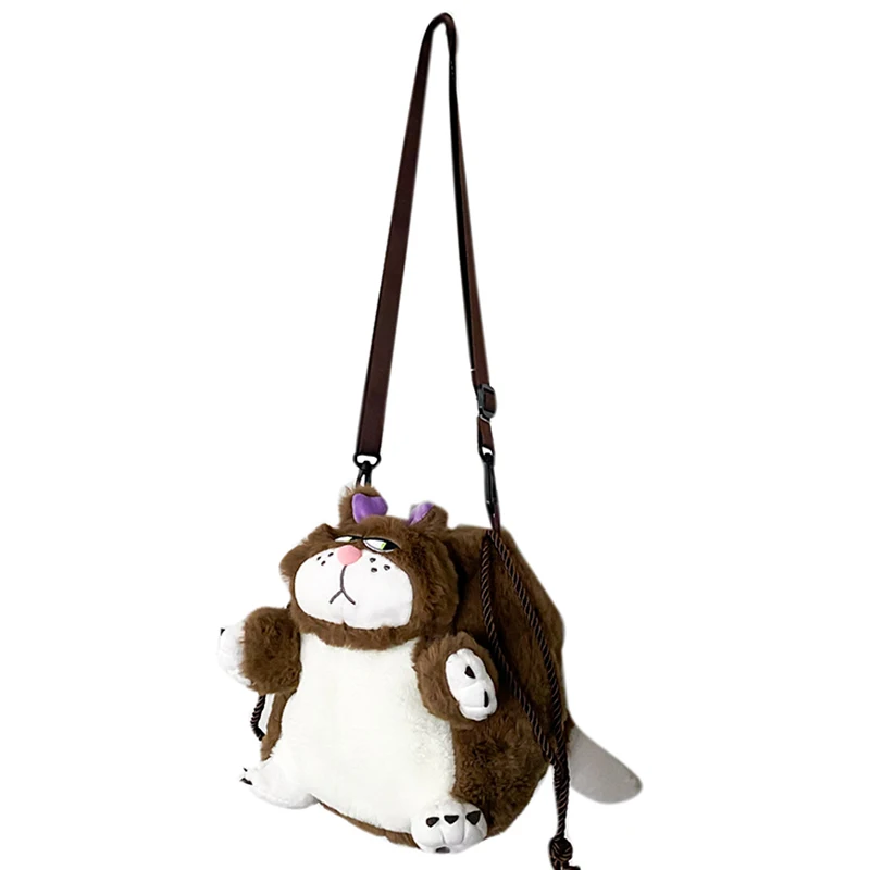 2023 Winter Cute Plush Cat Crossbody Bags For Women Small Messenger Bag Warm Plush Doll Shoulder Bag Girls Birthday Gift Toy