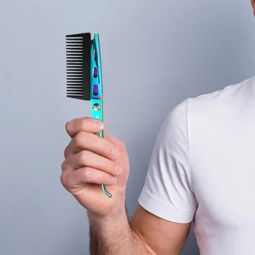 Imagen 2 del producto Tijeras profesionales planas para el cabello, 2 en 1, con peine, para estudio y hogar