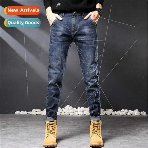

Autumn Men's Loose Straight Jeans Casual Japanese Sle Cusizable Design Service Accory Belt Bule