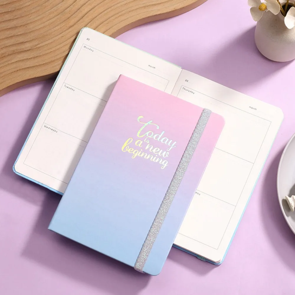 A5 Weekly Planner Gradient Calendar Schedules Notebooks Hard Cover Journal Self-fill Daily Planner Notepad Activities