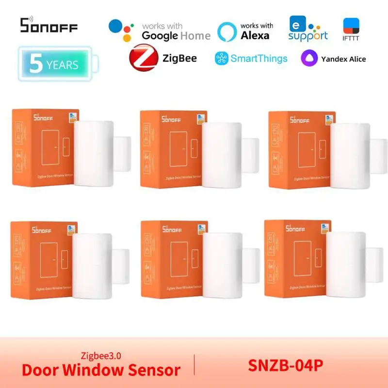 SONOFF SNZB-04P Zigbee Sensor de ventana de puerta enlace de escena inteligente Local alerta de manipulación soporte de seguridad para el hogar Alexa Google Smartthings