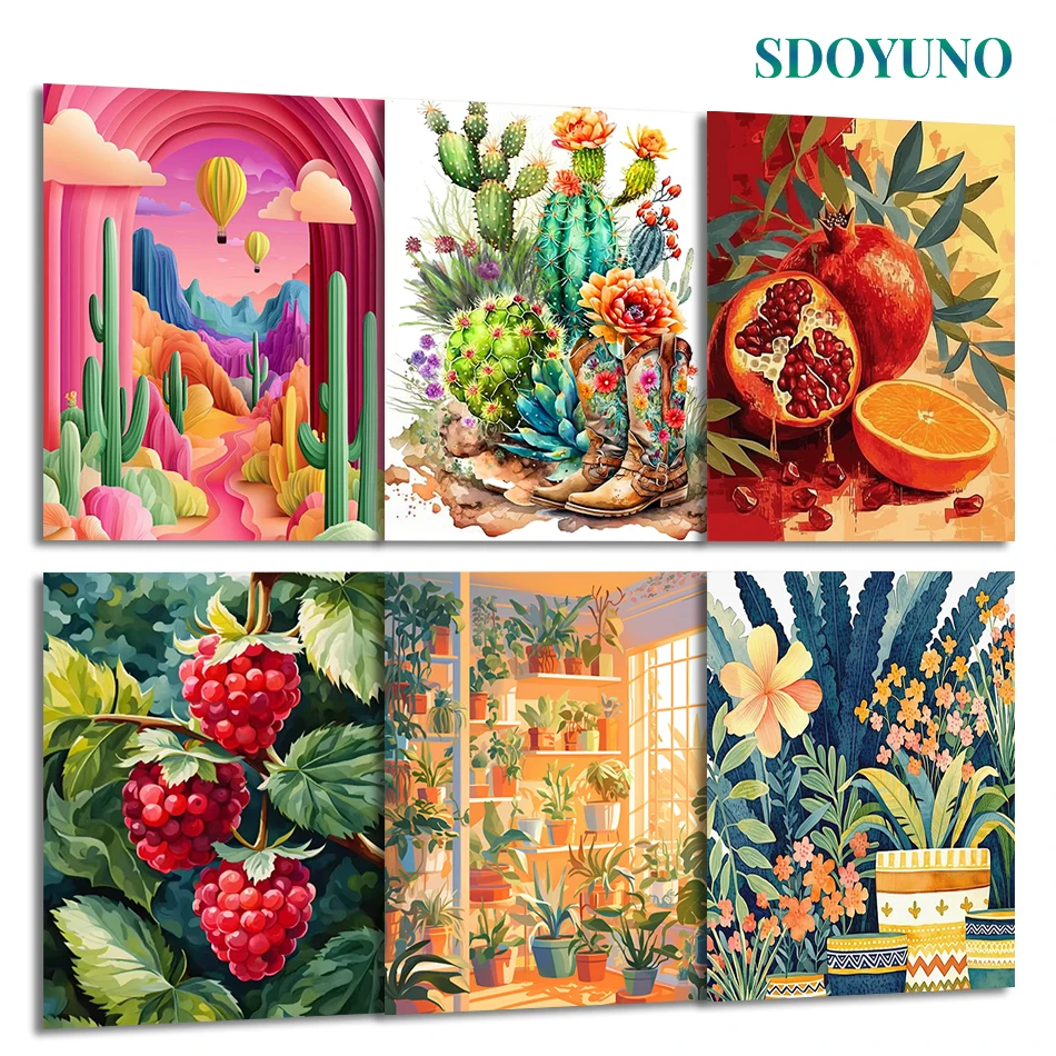 

SDOYUNO Painting By Number Adults plant Abstract still life Canvas Acrylic Paints Digital oil paintings Set Drawing Home Decor