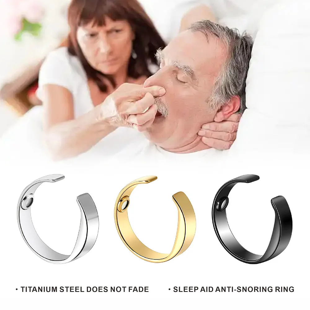Titanium Steel Sleep AID Anti-Snoring Ring, Snore Stopper Ring ,The Snorno Rings, Suitable for Both Men and Women, Improve Sleep