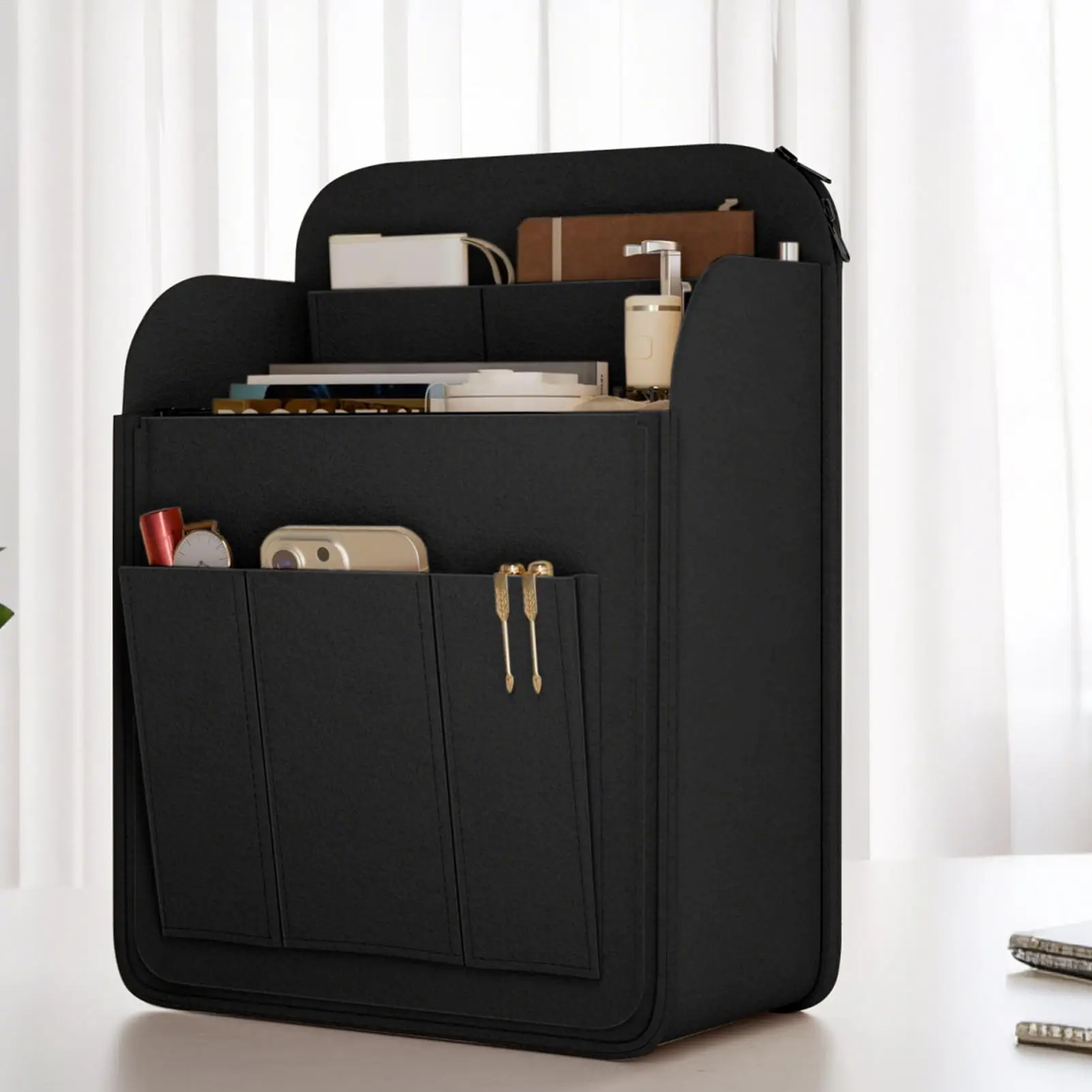 

Backpack Organizer Insert Shoulder Bag Insert with Many Pockets Felt Storage Portable Organizer for Electronic Accessories