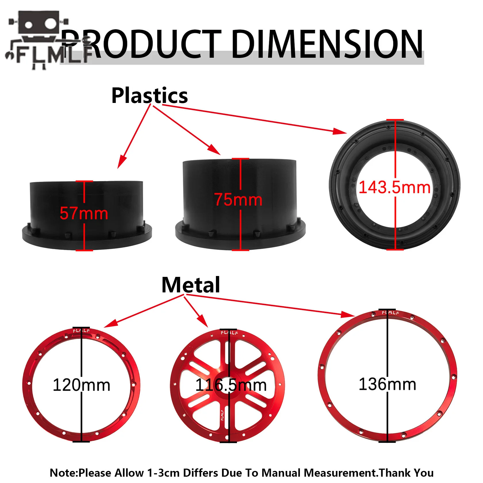 FLMLF Rc Auto All Terrain Achter- of Voorband of CNC Metalen Split Wielnaaf voor 1/5 HPI ROFUN ROVAN KM BAJA 5B SS Buggy Truck Onderdelen