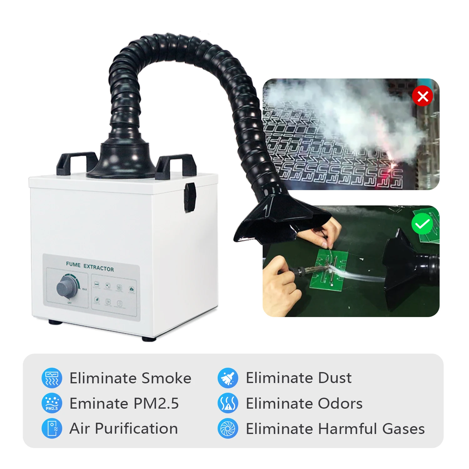 ComMarker 100w Fume Extractor for laser Smoke Absorber Air Purify for Soldering Laser Engrave Portable Desk DIY Tools 220V/110V