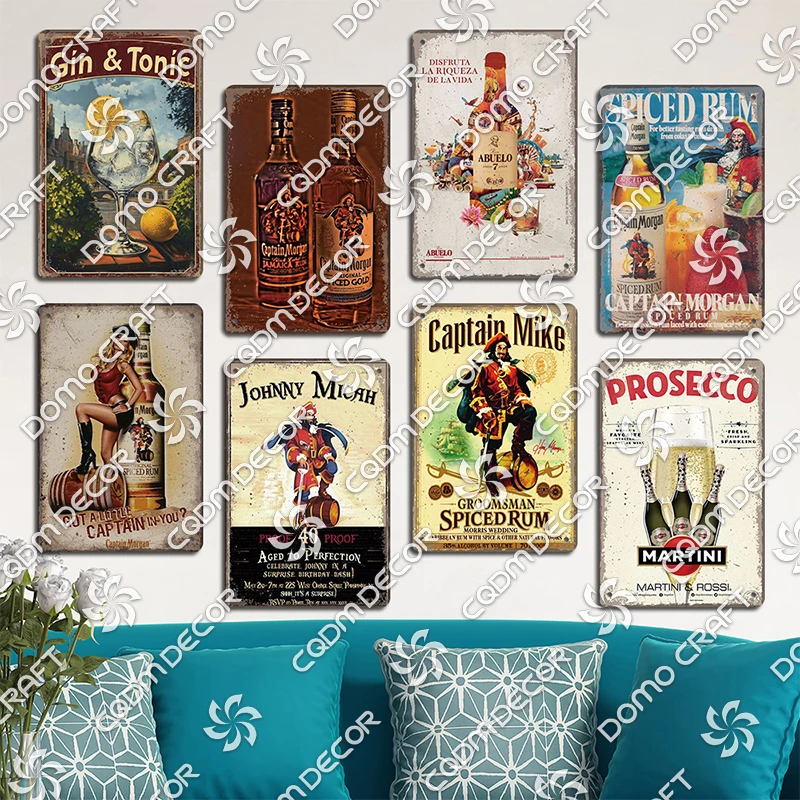 Retro Wine Poster Metal Tin Signs Wine Glass Gin Spiced Rum Girl Metal Plate Vintage Club Pub Shop Man Cave Wall Decor view 5