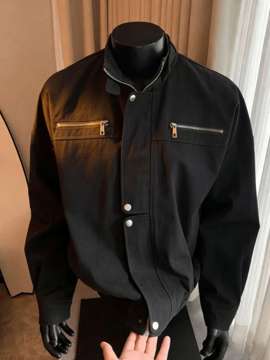 

Американская рабочая куртка свободного кроя с воротником-стойкой, весенне-осенняя, модная повседневная верхняя одежда на молнии