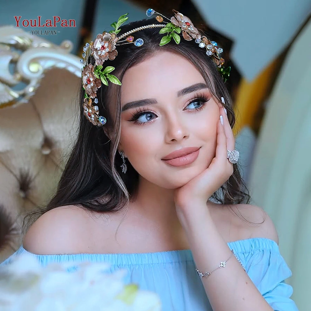 

YouLaPan Shining Alloy Flower Hair Hoop Luxury Rhinestone Bridal Headband Wedding Headpieces Handmade Women Hair Jewelry HP869