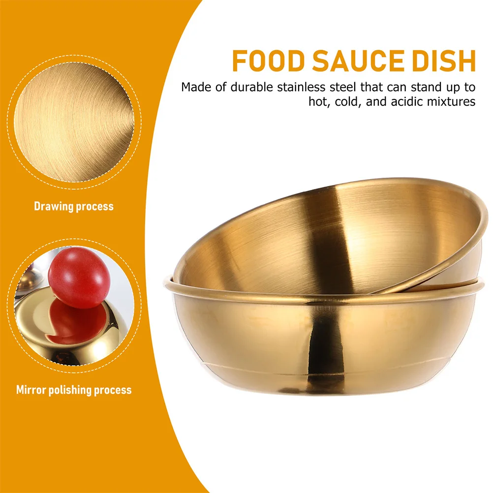 

6 pcs Stainless Steel Sauce Dishes Golden Condiment Bowls For Sushi Dipping Seasoning Storage Multipurpose Kitchen Serving Bowls