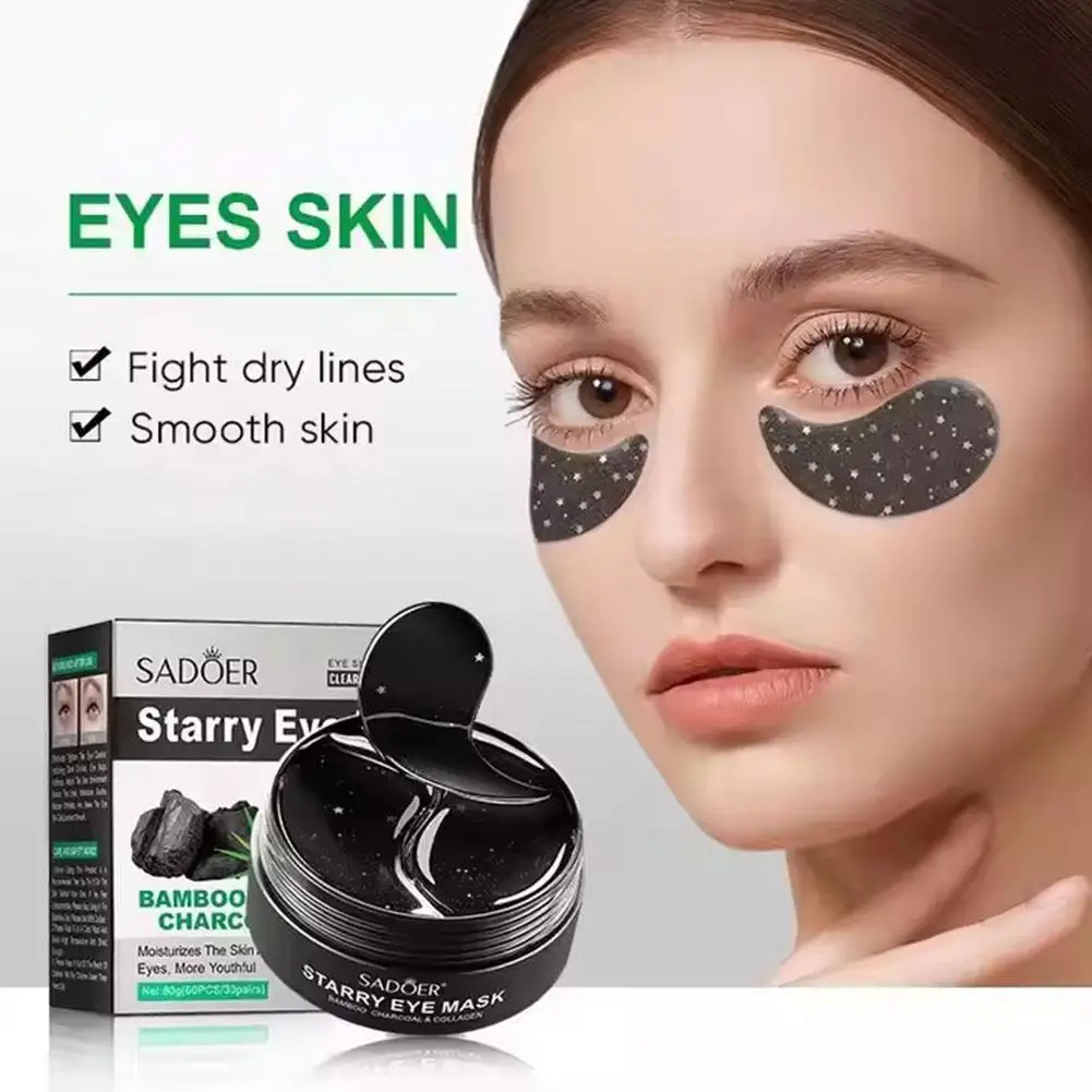 Starry Eye Mask With Bamboo Charcoal&Rose Extract,Hydrogel Under Eye Patches For Dark Circles,Moisturizing Anti-Aging 30pairs