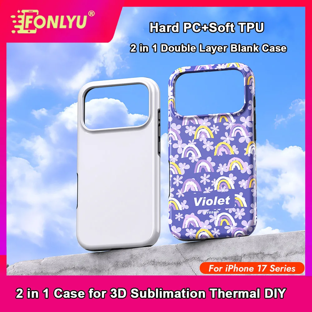 

FONLYU 3D Film Sublimation 2 in 1 Blank Phone Cover Shell Case for iPhone 12 13 14 15 16 17 pro Air Max Full wrapped Thermal DIY