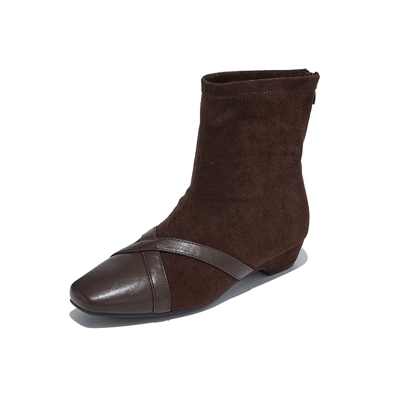 

CICIYANG Women's Ankle Boots 2025 Autumn New Square Toe Retro Short Boots for Women Large Size Low Heel Female Riding Boots