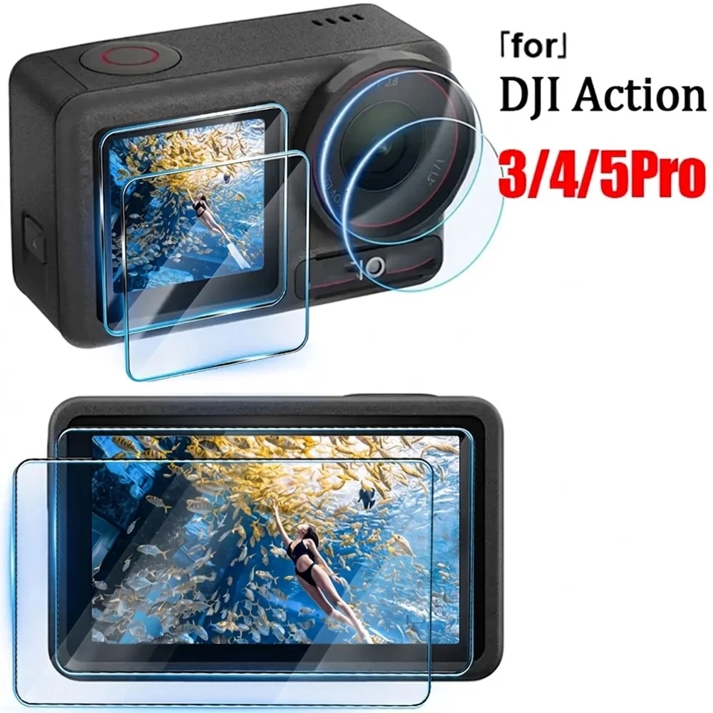 For DJI Osmo Action 5Pro 4 3 Screen Protector Tempered Glass 9H Hardness HD Clarity Anti Fingerprint Explosion Proof Perfect Fit