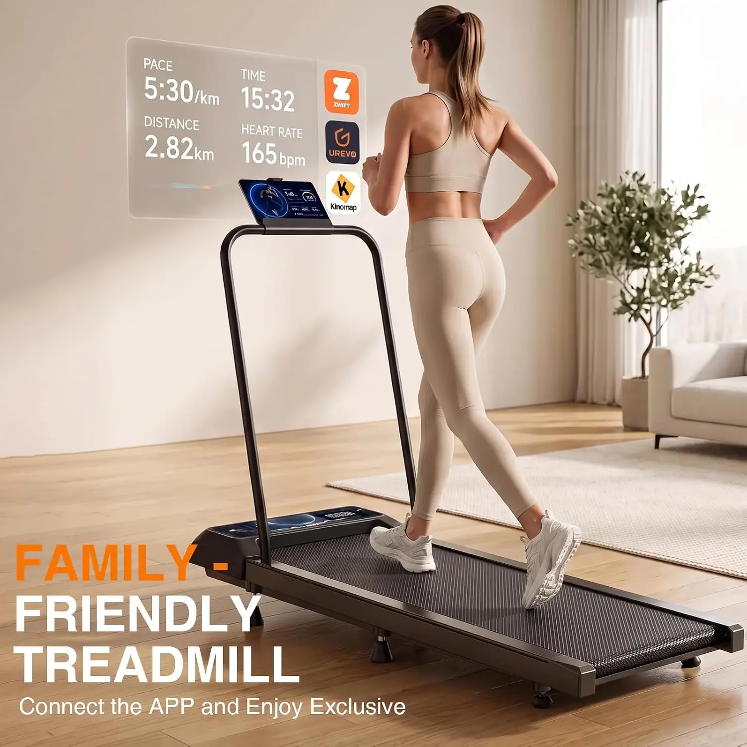 Walking with Incline Pad and Handle Bar, 2.5HP Low Noise Treadmill, 270lbs | Remote Control, 3 in 1 Mini Walking Machine, Walkin