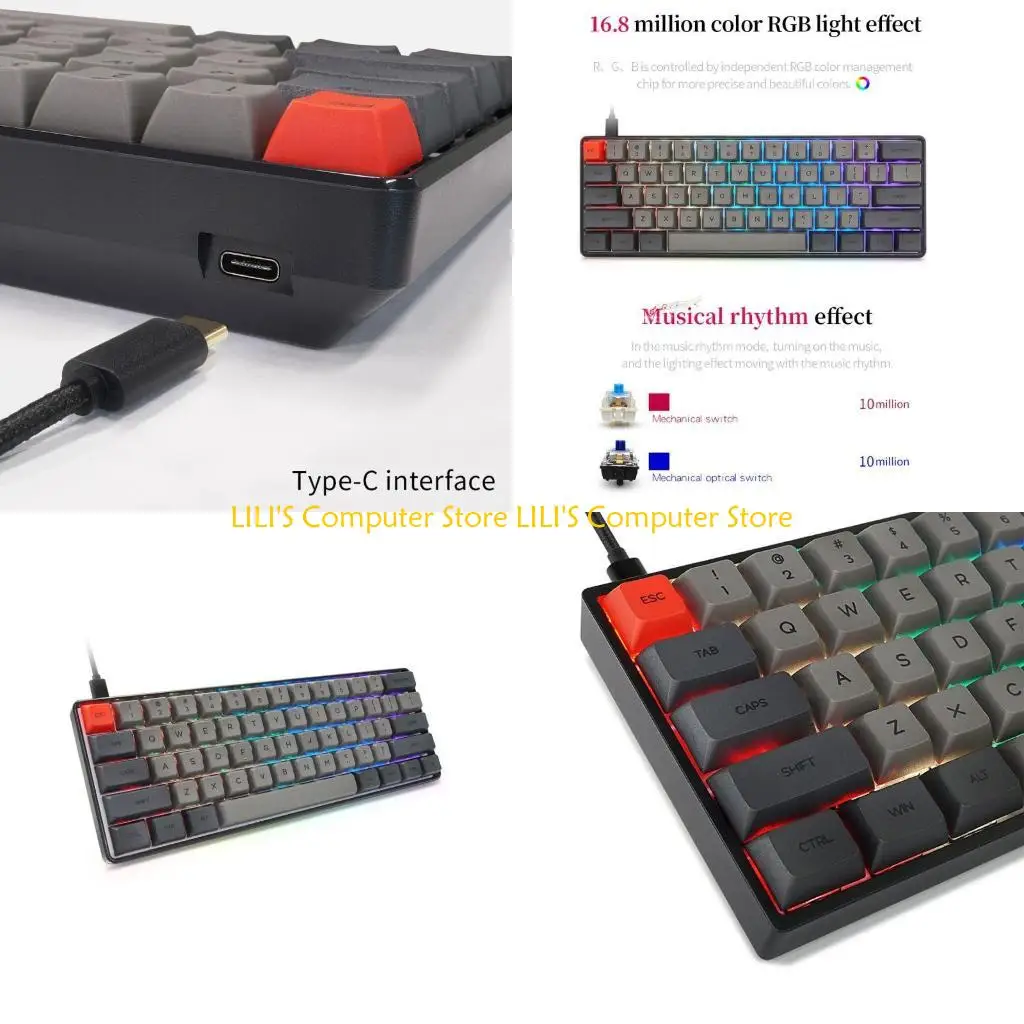 

A52B SK61 61 Keys 60% Keys PBT Keycaps Optical Switch RGB Backlight Mechanical Gaming Keyboard
