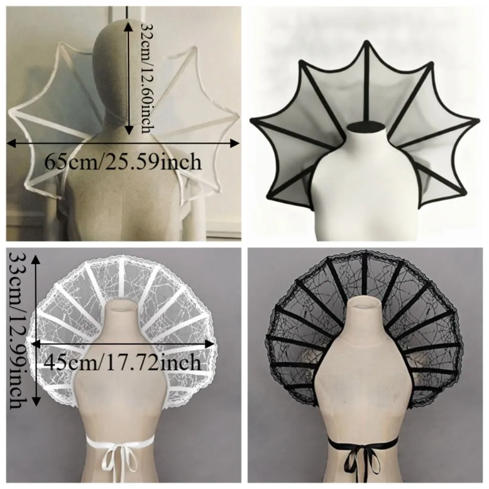 Spitzen-Viktorianischer Stehkragen, Renaissance-Netzstoff, Königin-Cosplay-Umhang, mittelalterliches Design, gotische Halloween-Kostümaccessoires – Detail 1