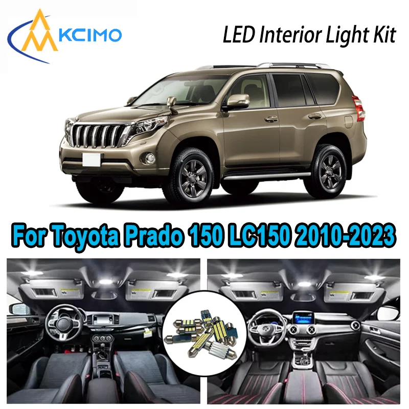 

Premium Bright LED Interior Light Kit for Toyota Prado 150 LC150 2010-2023 2019 Dome Map Trunk Car Lamps with Canbus No Error