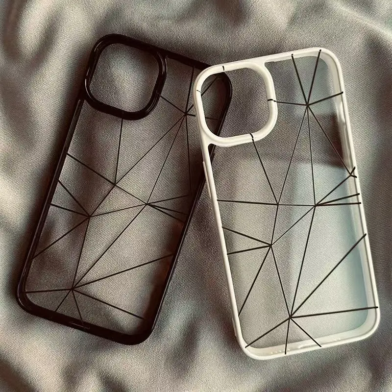 Lrregular Lines Case For iPhone 17 16 Pro 17Air 15 14 13 16 12 11 Pro Max 16 Plus Creative Geometry Shockproof Clear Phone Cover