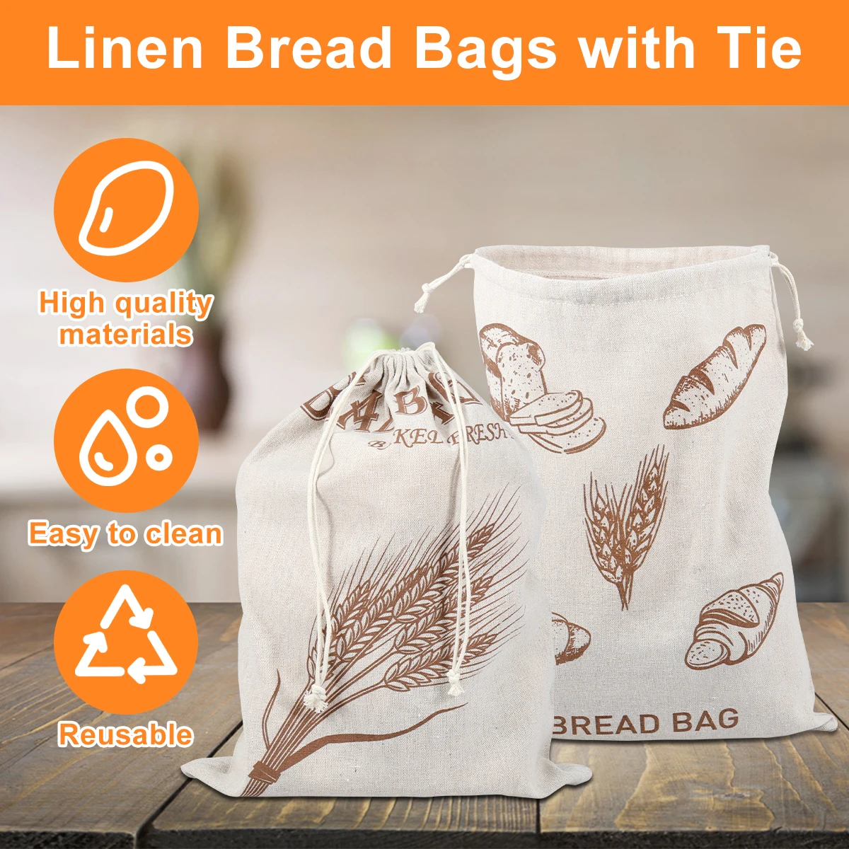 3Pcs New Bread Storage Bags Cotton Linen Homemade Bread Bags with Drawstring Food Grade Storage Bag for Sourdough Bread Storage