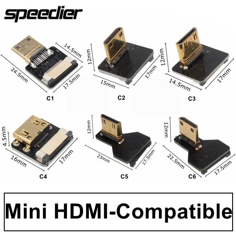 DIY Ribbon FPV HDMI-Compatible Connectors Flexible Flat Cable Raspberry Pi 4 Micro-HDMI & Mini-HDMI Assembly 90 Degree FFC 20pin