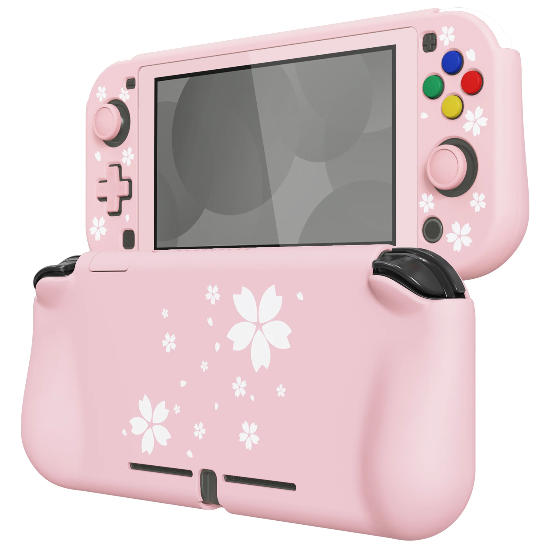 Ergonomiczne etui ochronne PlayVital ZealProtect do Nintendo Switch Lite z osłoną ekranu - płatki kwiatów wiśni