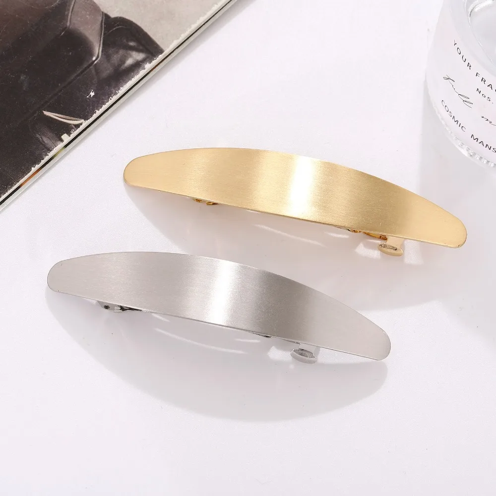 

Metal Polished Oval Brushed Ponytail Clip Gold Silver Hair Clips Spring Clamp for Women Girls Large Hair Claw for Thick Hair