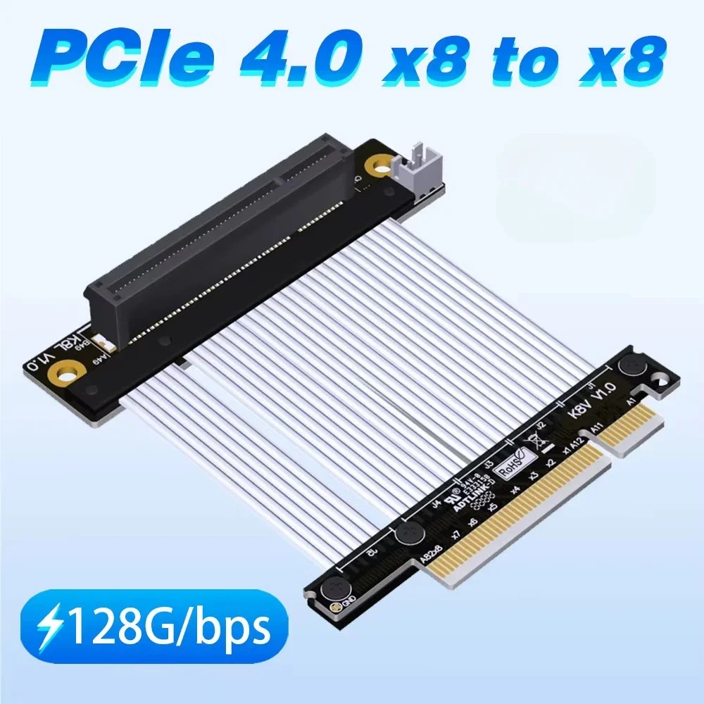 PCI-E Riser PCI E 8X Cable PCI Express Riser Card PCIe X8 X8 4.0 GEN4 Extension Cable Motherboard GPU Extender Converter Adapter