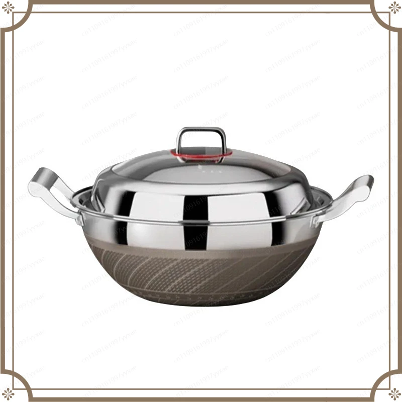 

Uncoated titanium stew wok Home deep double ear stew pot 304 Stainless steel large capacity cookware cooking pot non stick