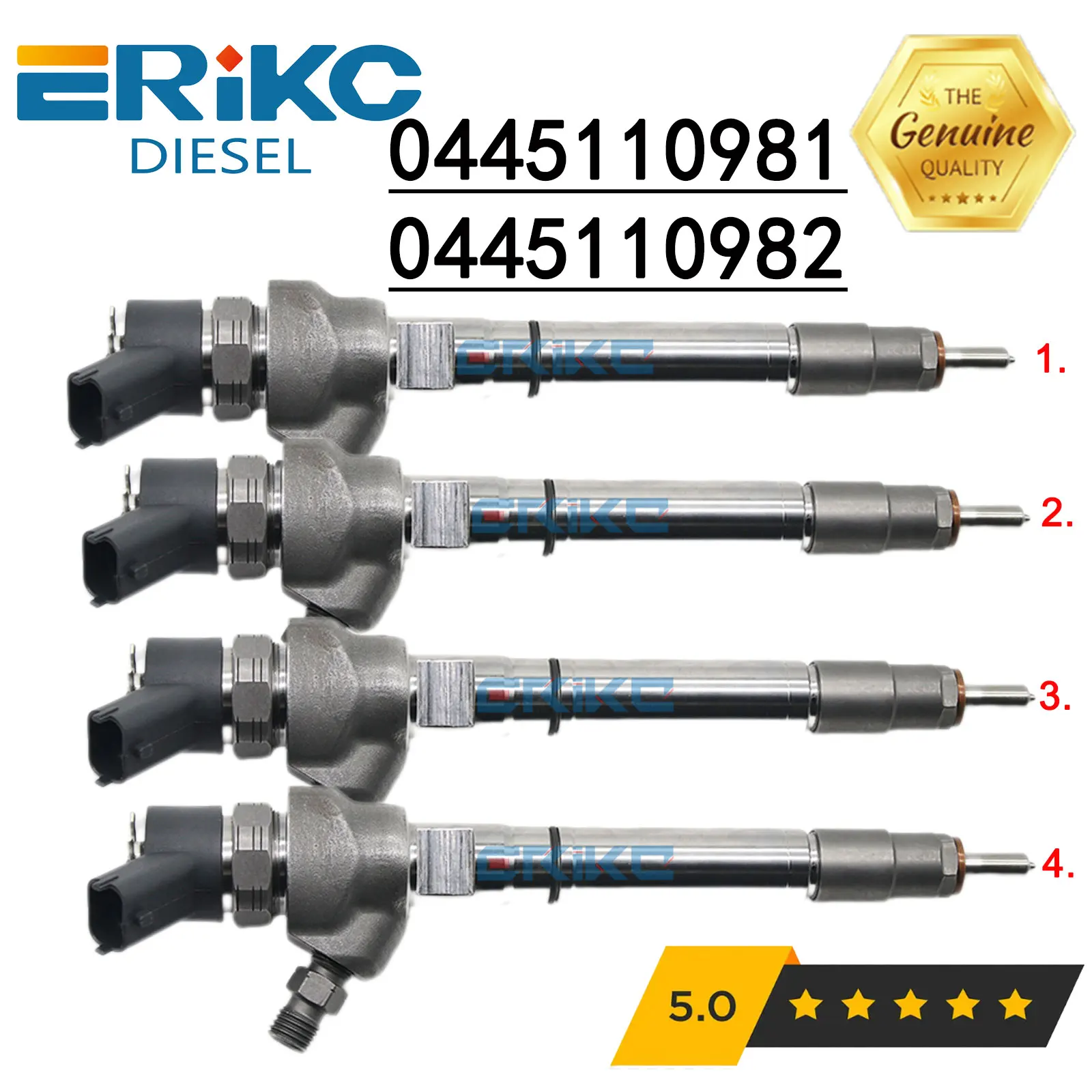 4PC 0445110981 Diesel Injector Nozzle Assy 0445110982 Common Rail Injection 0 445 110 981 for BOSCH