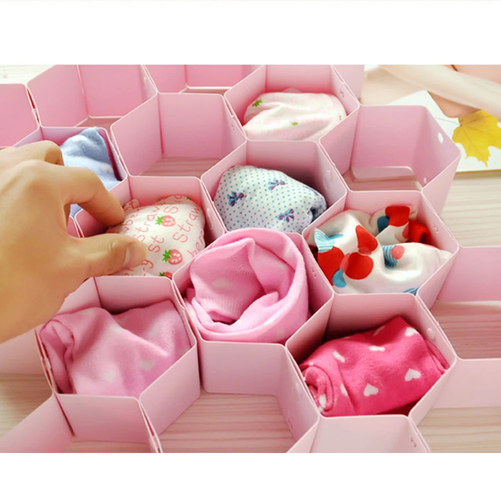 

8pcs Pp Plastic Drawer Dividers Storage Organizers Grid Divider For Underwear Socks Bras Closet Home Space Saving