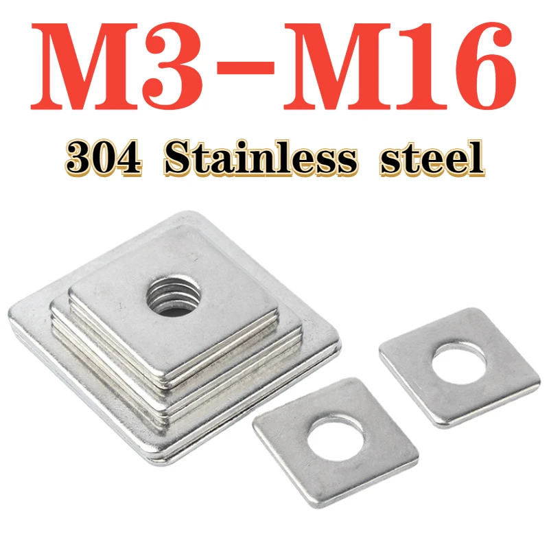 Square Flat Washer M3 M4 M5 M6 M8 M10 M12 M14 M16 304 Stainless Steel High-Quality Square Flat Washer