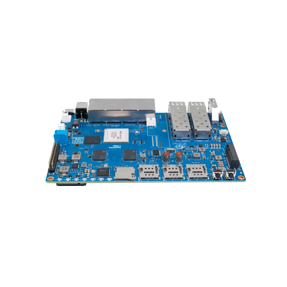 Imagem -05 - Banana pi Smart Router Board Bpi-r4 Suporta Openwrt Mediatek Mt7988a Filogic 880 Braço Quad-core Corex-a73 4gb Ddr4 8gb Emmc