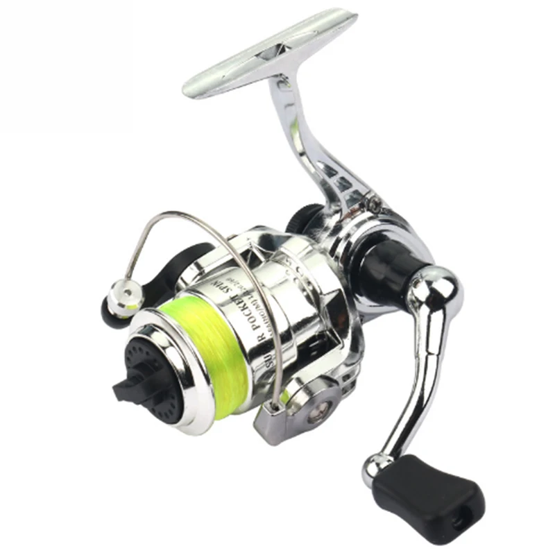 TAKEDO XM100 Winter Ice Fishing Reel Mini Children Spinning Fishing Reel 4.3:1 Metal Reel With Fishing Line