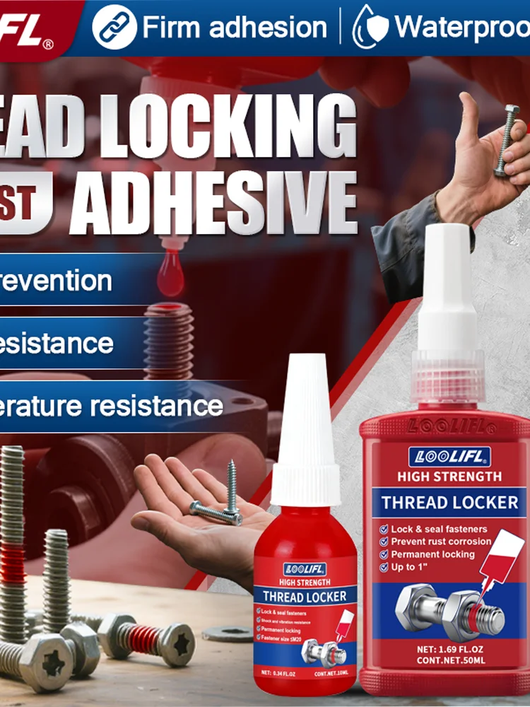 

50 мл + красный съемный винтовой клей + 10 мл анаэробного клея, средство для фиксации винтов и клей для винтов, которые устойчивы к моторному маслу.