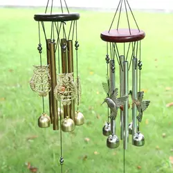 DIY Wind Chimes Outdoor Owl Hummingbird Hanging Ornament Home Copper Bells Garden Yard Decoration