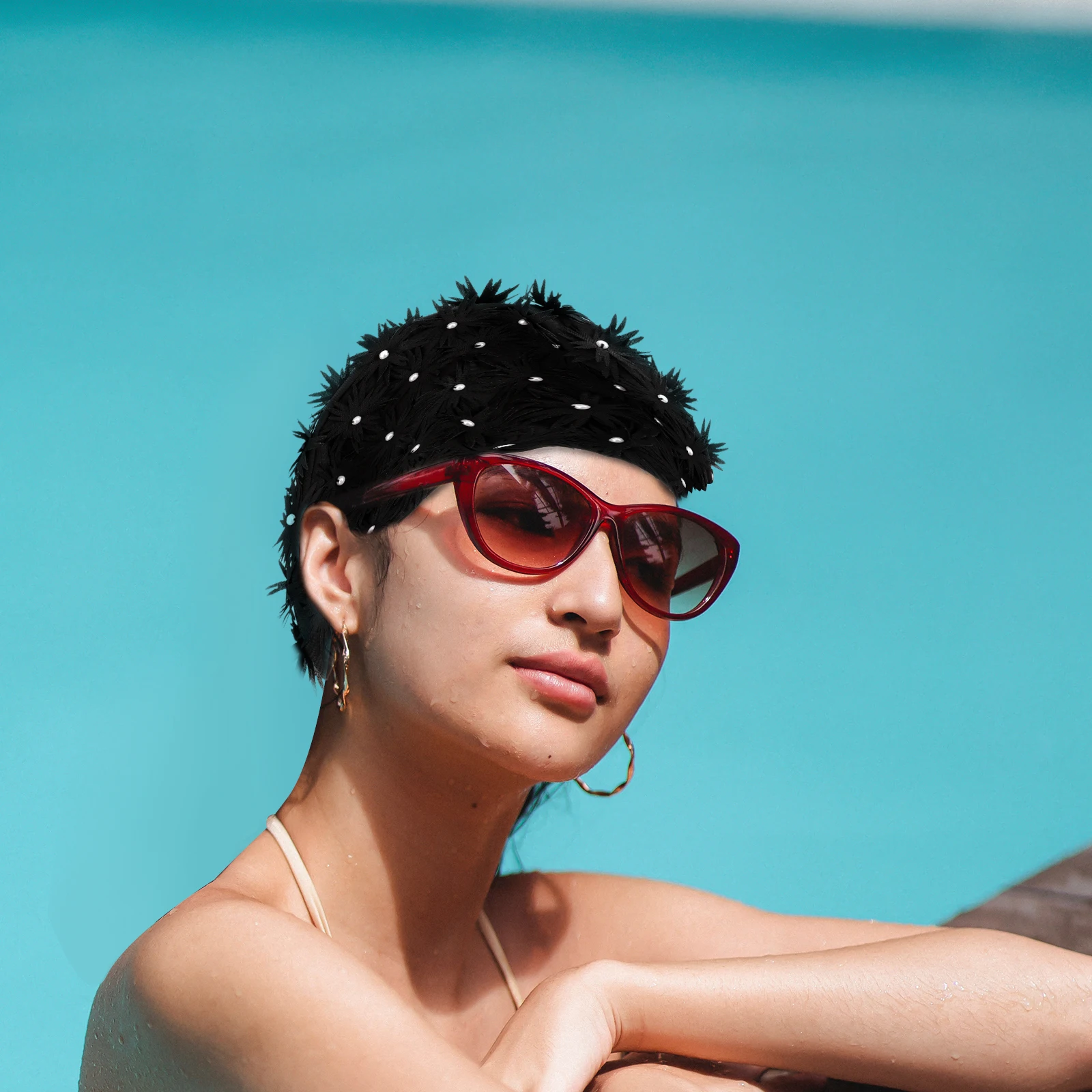 

Swimming Cloth Hat Caps for Women Ladies Pool Aldult Shower Nylon Adult Bathing Women's Adults Fun