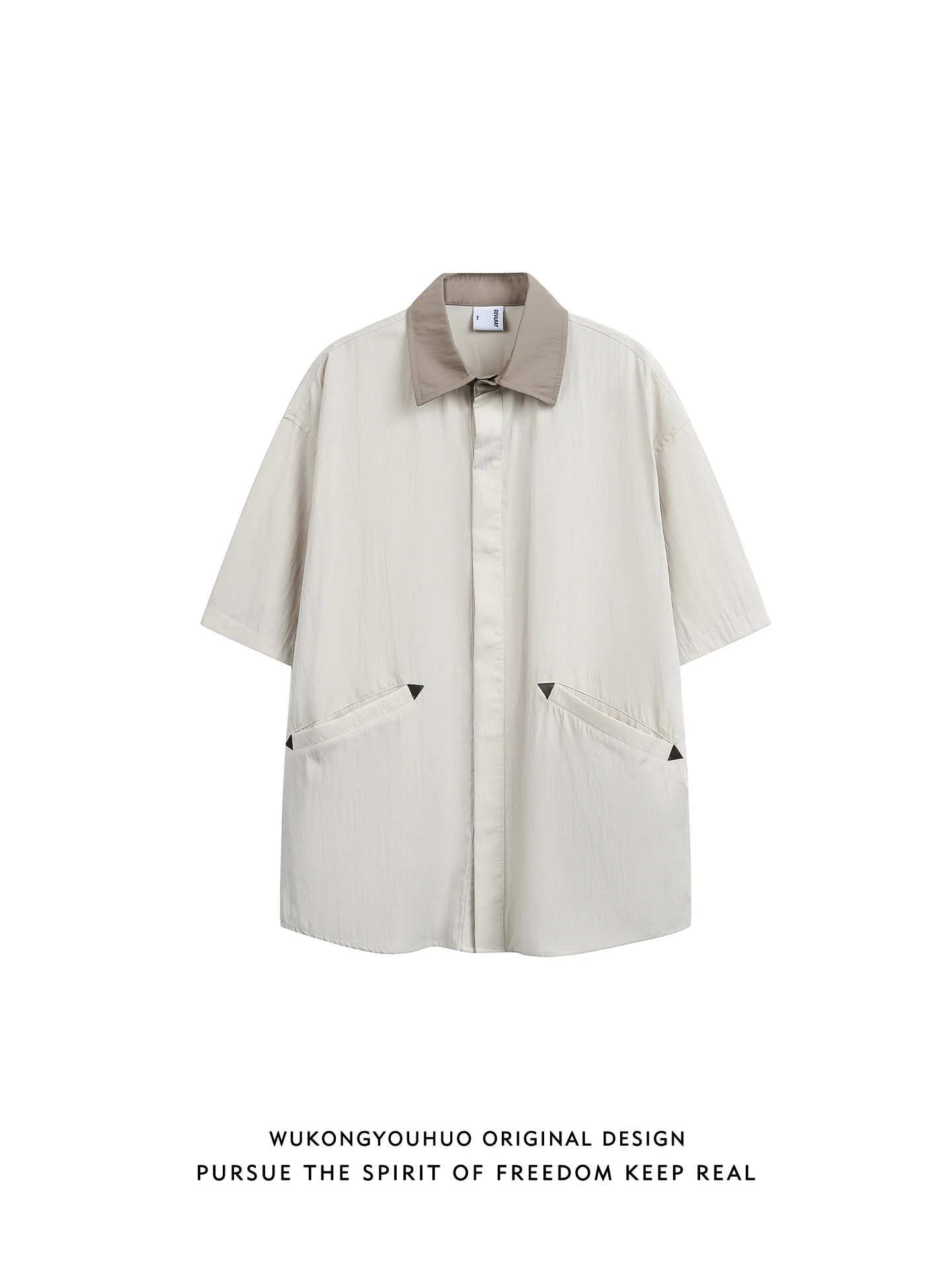 

Summer Casual Contrast Color Collar ort Sve T-irt irt Men Women American Sle Couple Match Loose Fit Button up