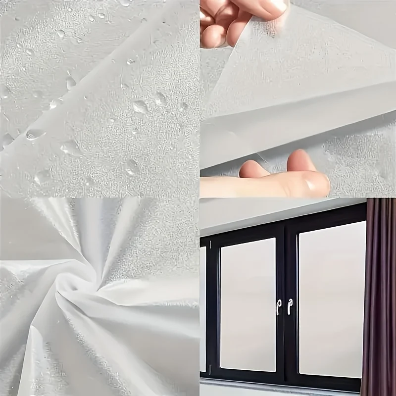 Frosted Privacy Window Film Static Cling No Glue Heat Control Removable UV Protection for Home Bathroom Office Glass
