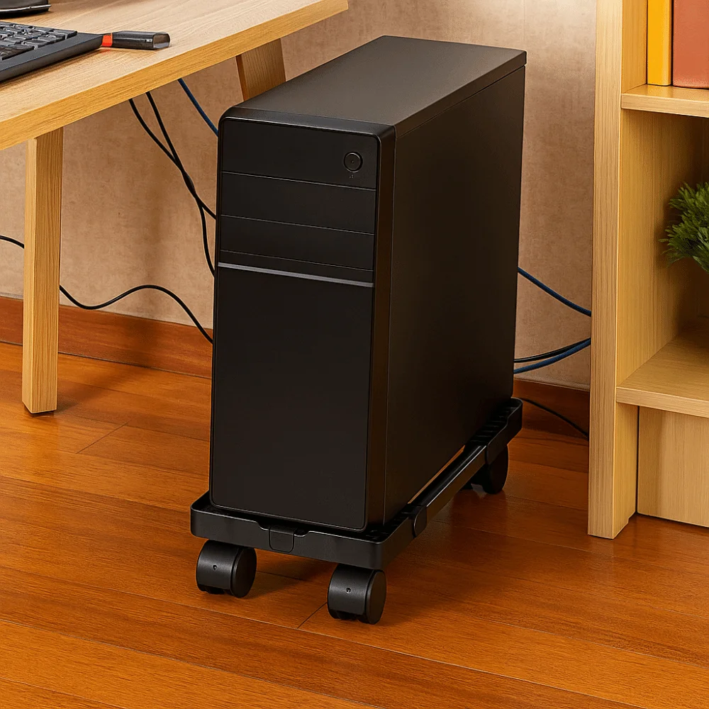 Universal Adjustable Mobile CPU Stand Stable Scalable CPU Stand with Universal Wheels Computer Mainframe Rack Office