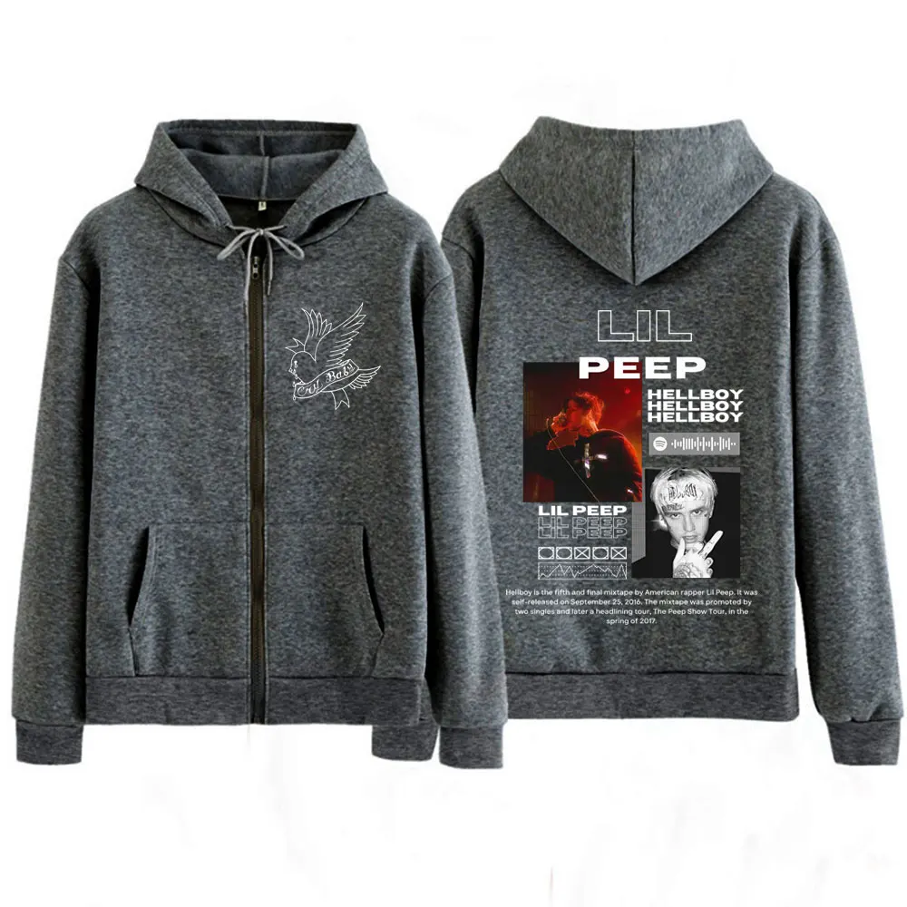 Felpe con cappuccio Rapper Lil Peep Hellboy Crybaby Felpe con cerniera Uomo Donna Moda Hip Hop Zip Up Cappotto con cappuccio punk gotico oversize