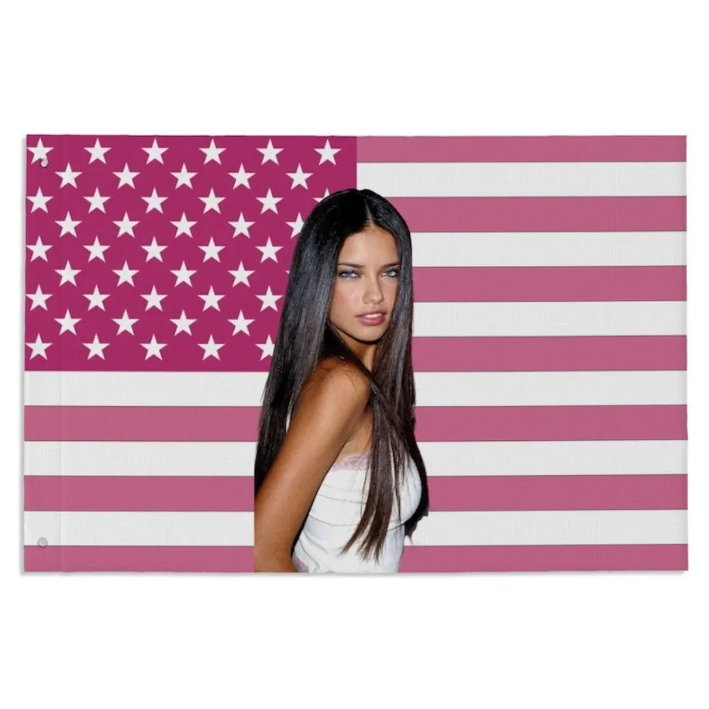 Adriana Lima - Estampado de bandera estadounidense rosa |   Arte Mural de Supermodelo |   Póster de Moda Retro |   Regalo de Decoración para Habitación Estética