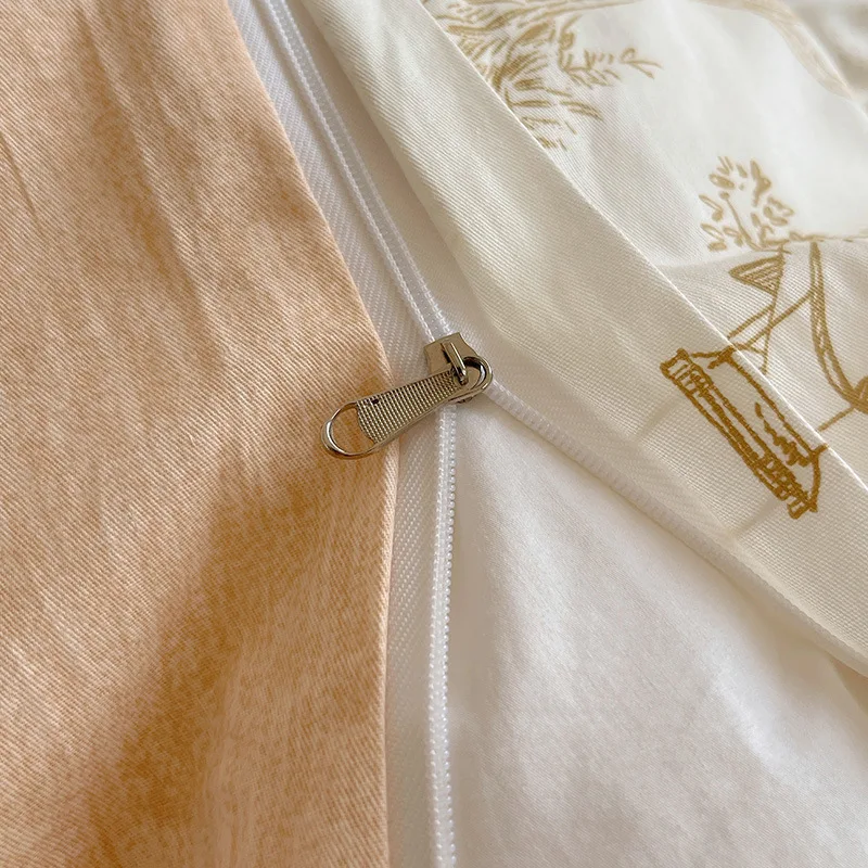 Immagine 5: Set di biancheria da letto in cotone a quattro pezzi, stile cartoon, in puro cotone, per tutte le stagioni, set di lenzuola e piumone a tre pezzi.