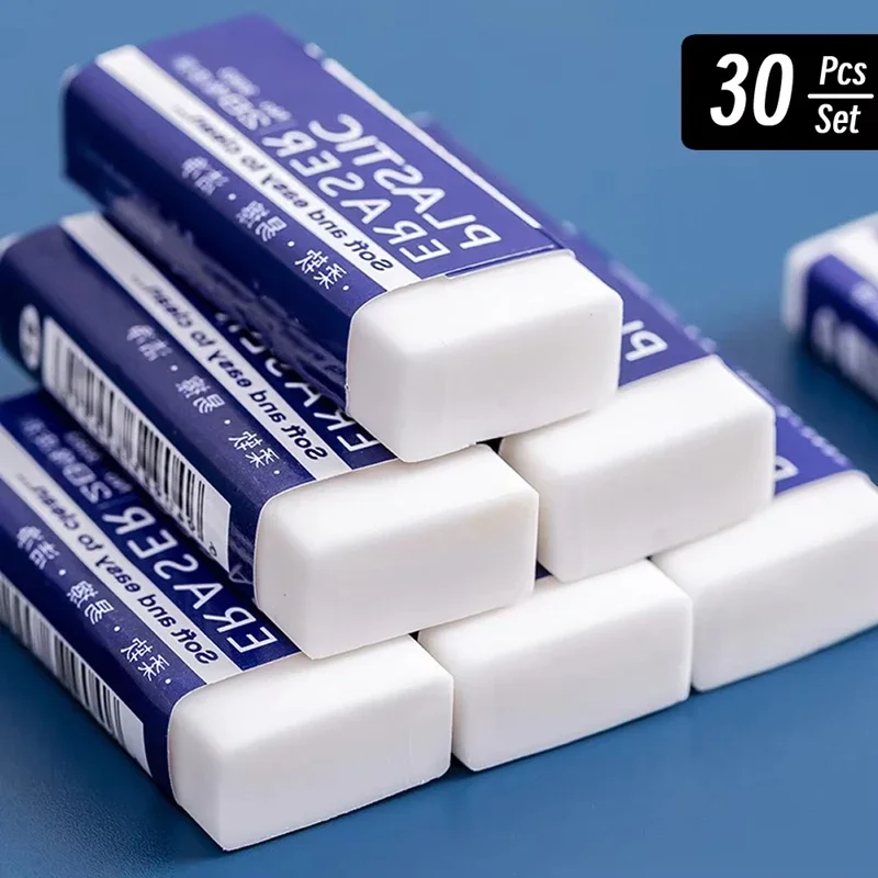 White 2b Soft Eraser Clean Wipe Pencil Eraser Non Residue Correction Stationery For Kids Students School Exam Office Daily