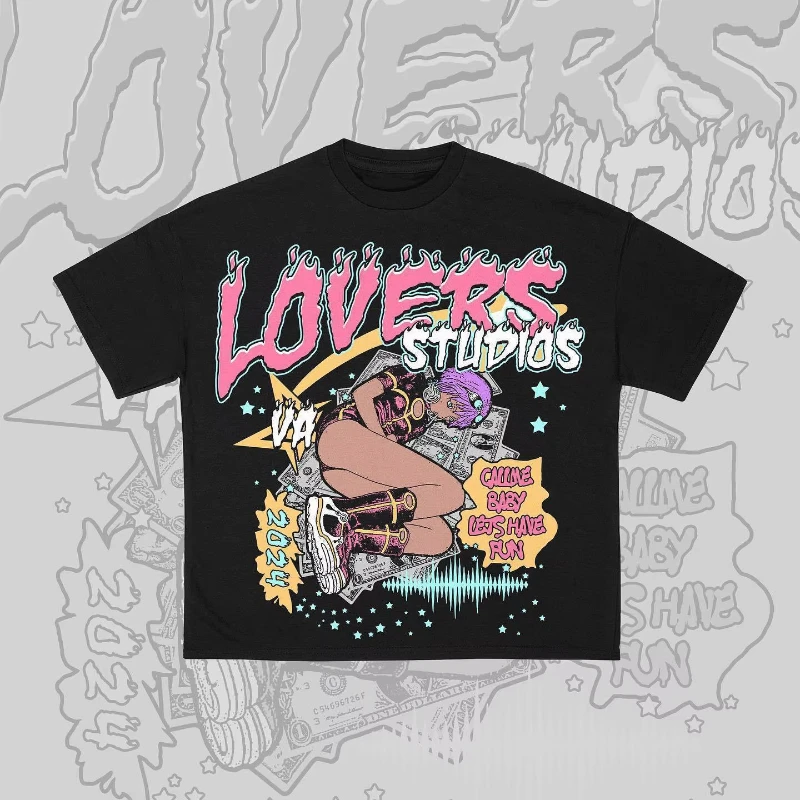 

Летняя мода Harajuku, готический хип-хоп, мультяшный принт, 2021, свободная модная футболка с короткими рукавами, хлопковые мужские и женские уличные топы