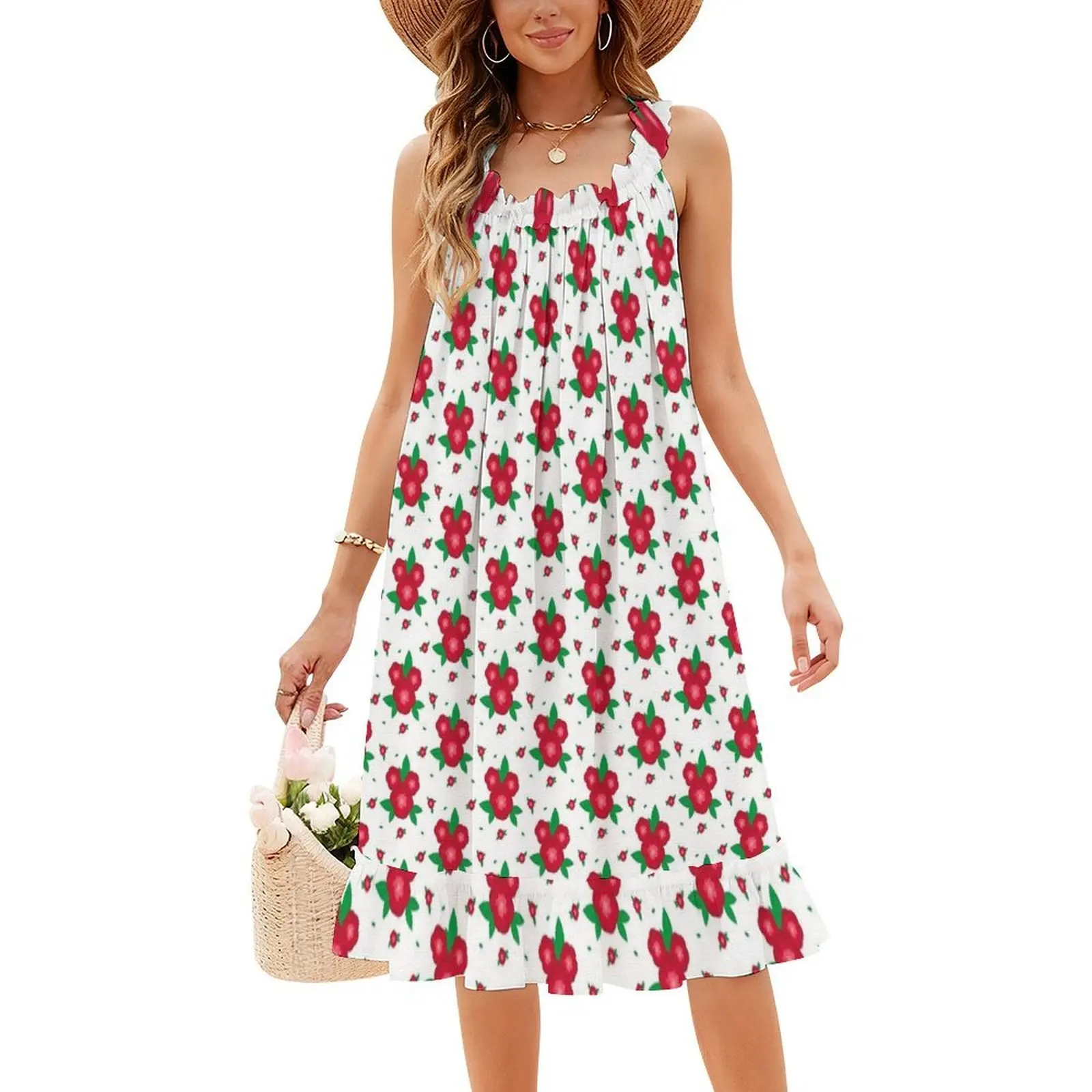 فستان حفلات نسائي من الزهور الحمراء ملابس نادي مطبوعة عصرية للسيدات زهور حمراء ورود حمراء زهور زهور أنثى #4