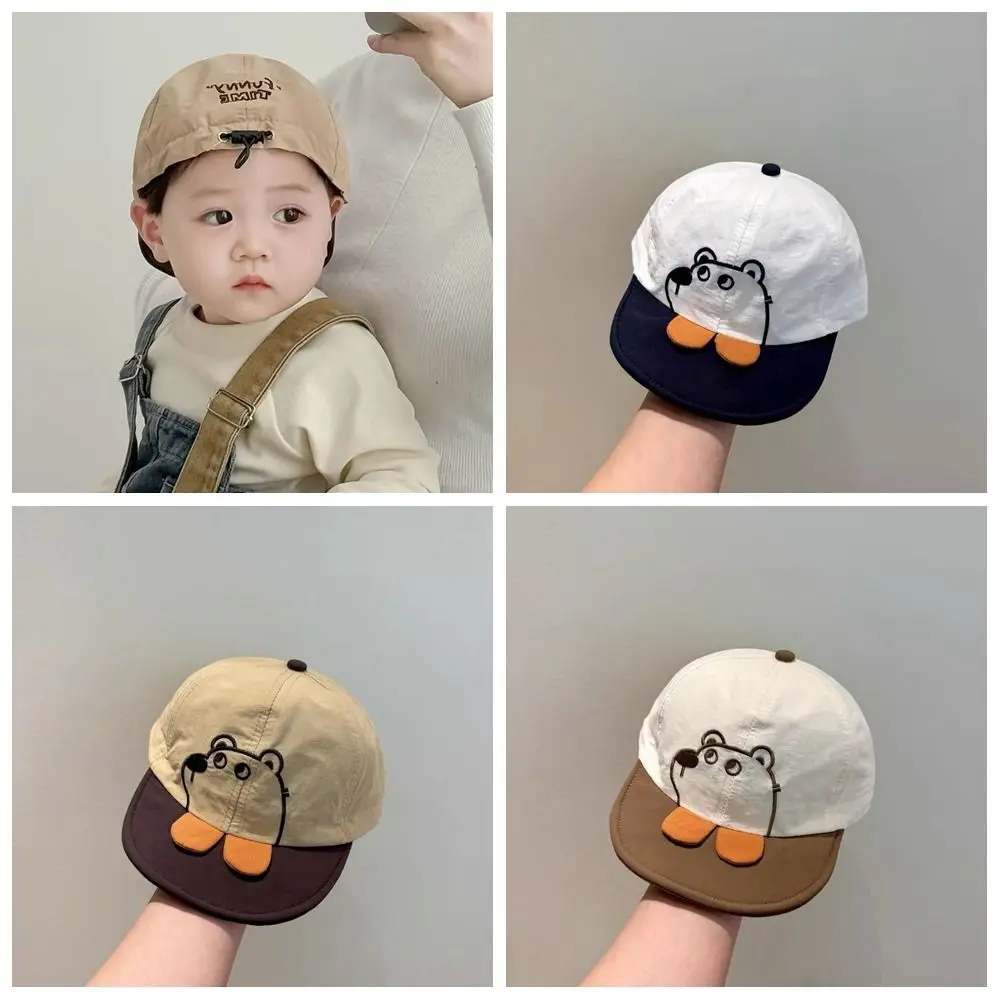 

Fashion Short Brim Cartoon Bear Baby Hat Quick Dry Casual Newborn Sun Hat Breathable Cotton Infant Sun Visor Hat Boys/girls
