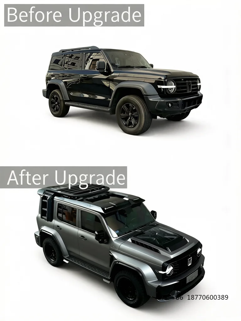 Designed for GWM Tank 300 Off-Road Modification Kit-Mars City Style Front Bumper Upgrade Set PP/ABS Material Threaded