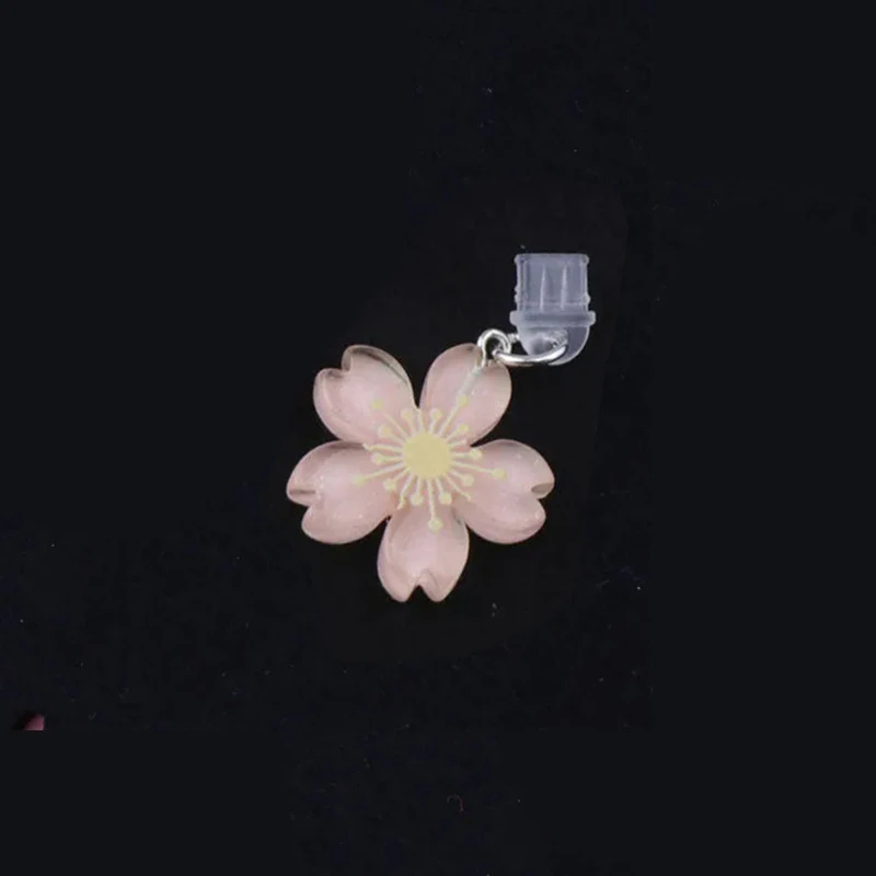 Resin Sakura Phone Dust Plug Charm Kawai Charge Port Plug For iPhone Anti Dust Cap Cute Type C Dust Protection Stopper Pendant